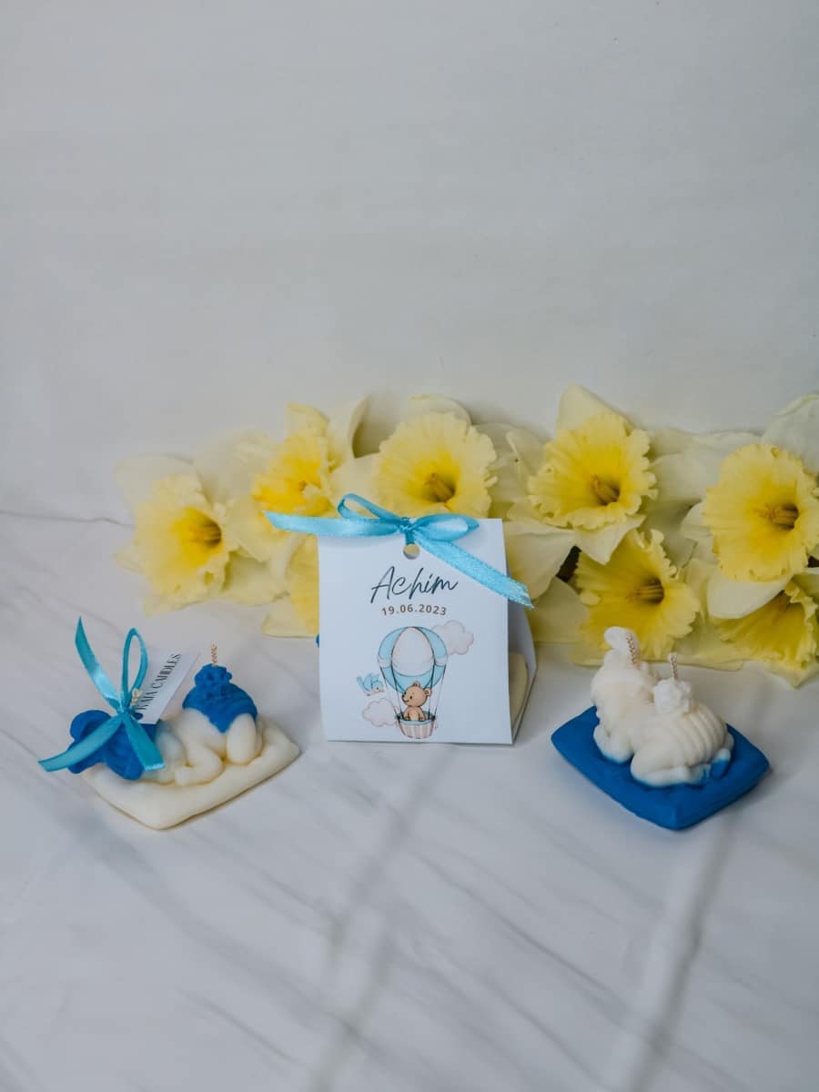 Marturii Botez lumanare BABY - cartonat & fundita - imagine 7